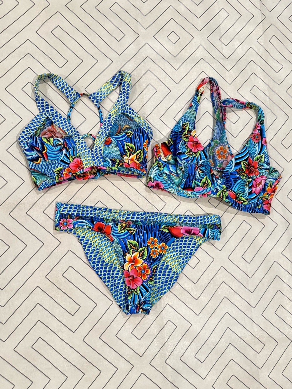 Luli Fama Floral Blue Tropical Women's Bikini Set